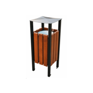 Kosz parkowy drewniany kwadratowy z daszkiem 35L-45L