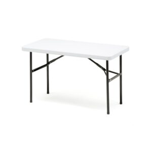 Stół składany z tworzywa sztucznego biały o wymiarach 610x1220 mm