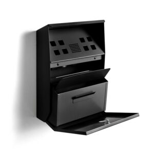 Popielnica ścienna z daszkiem, 350x250x85 mm, czarny