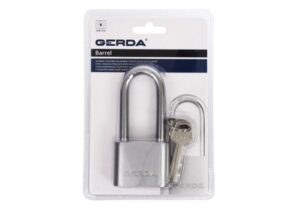 Kłódka stalowa GERDA Barrel 30mm z wydłużonym pałąkiem 42mm, blister