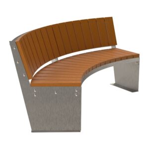 Ławka ze stali nierdzewnej FALA z oparciem II INOX