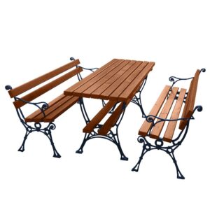 Zestaw aluminiowy Standard z podłokietnikami, 2 ławki i stół