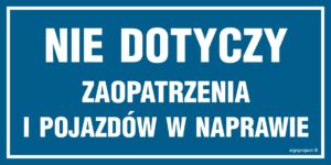 NC051 Nie dotyczy zaopatrzenia i pojazdów w naprawie
