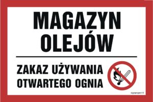NC065 Magazyn olejów. Zakaz używania otwartego ognia
