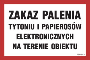 NC086 Zakaz palenia tytoniu i papierosów elektronicznych na terenie obiektu