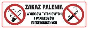 NC089 Zakaz palenia wyrobów tytoniowych i papierosów elektronicznych