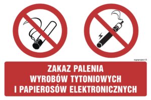 NC094 Zakaz palenia wyrobów tytoniowych i papierosów elektronicznych