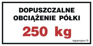 NC118 Dopuszczalne obciążenie półki 250 kg - 6 naklejek