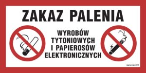 NC123 Zakaz palenia wyrobów tytoniowych i papierosów elektronicznych