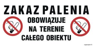 NC129 Zakaz palenia obowiązuje na terenie całego obiektu