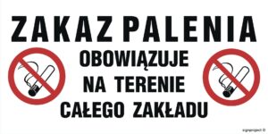 NC131 Zakaz palenia obowiązuje na terenie całego zakładu