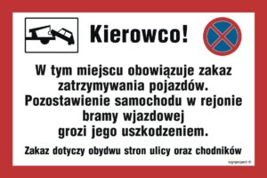 ND008 Kierowco w tym miejscu obowiązuje zakaz zatrzymywania pojazdów