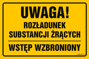ND036 Uwaga rozładunek substancji żrących wstęp wzbroniony
