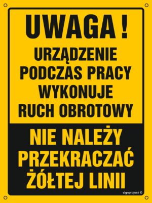 OA169 Uwaga! Ruch obrotowy urządzenia nie przekraczać żółtej linii