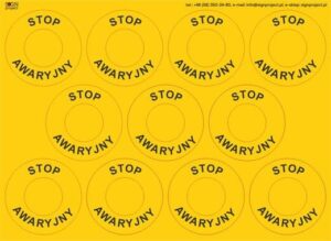 RI002 Stop awaryjny (wew. 30mm) - 11 naklejek