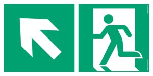 AE091 Kierunek do wyjścia ewakuacyjnego w górę w lewo