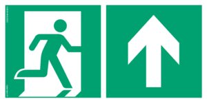 AE095 Kierunek do wyjścia ewakuacyjnego w górę prawostronny