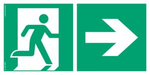 AE097 Kierunek do wyjścia ewakuacyjnego w prawo