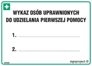 DD008 Wykaz osób uprawnionych do udzielania pierwszej pomocy