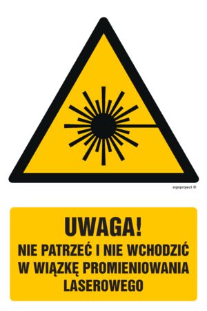 GF014 Uwaga - nie patrzeć i nie wchodzić w wiązkę promieniowania laserowe - 9 naklejek