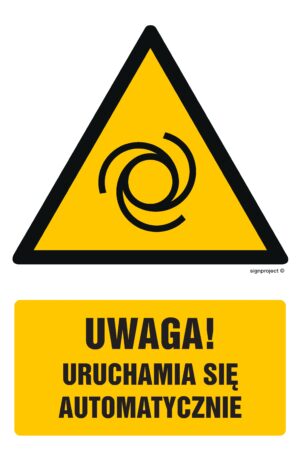 GF034 Uwaga! Uruchamia się automatycznie - 9 naklejek