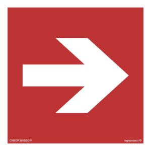 BA011 Kierunek do miejsca rozmieszczenia sprzętu pożarniczego lub urządzenia ostrzegającego - 12 naklejek