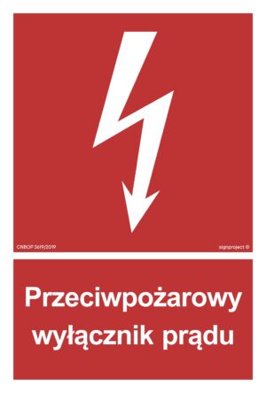 BB012 Przeciwpożarowy wyłącznik prądu - 9 naklejek