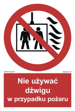 BB020 Nie używać dźwigu w przypadku pożaru - 9 naklejek