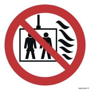 BB021 Nie używać dźwigu w przypadku pożaru - 12 naklejek