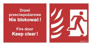 BC049 Drzwi przeciwpożarowe, Nie blokować ! Fire door, Keep clear ! prawostronne
