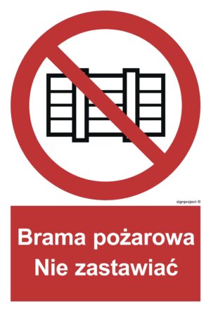 BC144 Brama pożarowa. Nie zastawiać - 9 naklejek
