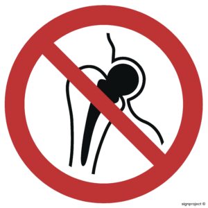 GA014 Zakaz wstępu z metalowymi implantami - 12 naklejek