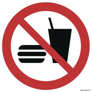 GA022 Zakaz wstępu z jedzeniem i piciem - 12 naklejek