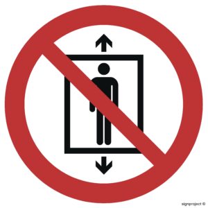 GA027 Zakaz używania windy przez ludzi - 12 naklejek