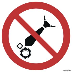 GA039 Zakaz używania luźnej odzieży - 12 naklejek