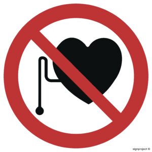 GB012 Zakaz przebywania z rozrusznikiem serca - 12 naklejek