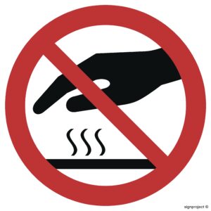 GB014 Nie dotykać. Gorąca powierzchnia - 12 naklejek