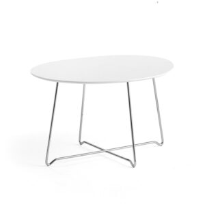 Stolik kawowy IRIS, asymetryczny, 510 mm, chrom, biały