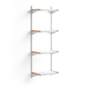 Stojak na obuwie JEPPE, 4 półki, moduł podstawowy, 1790x600x310 mm, biały/brzoza