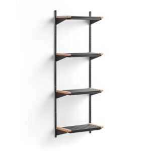 Stojak na obuwie JEPPE, 4 półki, moduł podstawowy, 1790x600x310 mm, ciemnoszary/brzoza