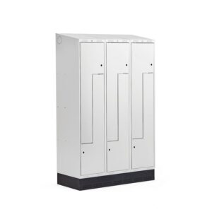 Szafka ubraniowa typu Z, CLASSIC, cokół, 3 moduły, 6 drzwi, 2050x1200x550 mm, szary