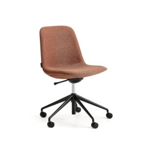 Krzesło LANGLEY, niskie siedzisko, koła, czarny/miedziany