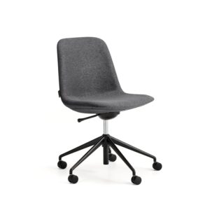 Krzesło LANGLEY, niskie siedzisko, koła, czarny/antracyt