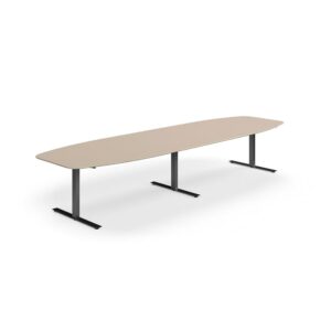 Stół konferencyjny NOVUS, 4000x1200 mm, czarny/gliniana szarość