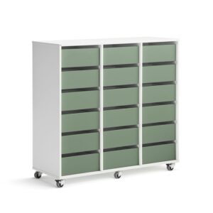 Regał szkolny CASPER, 18 szuflad, biały, ciemnozielony