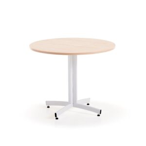 Okrągły stół do stołówki SANNA, Ø900x720 mm, biały/brzoza