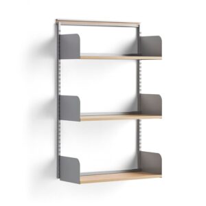 Regał ścienny SHAPE, moduł podstawowy, półki z laminatu, 1237x800x300 mm, szary/brzoza