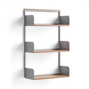 Regał ścienny SHAPE, moduł podstawowy, półki z laminatu, 1237x800x300 mm, szary/dąb