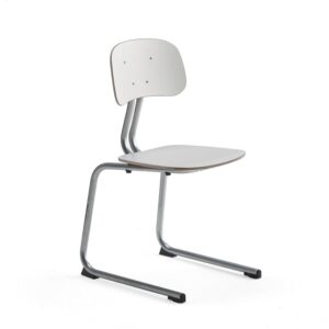 Krzesło szkolne YNGVE, płozy, srebrny, biały, 460 mm