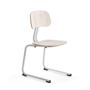 Krzesło szkolne YNGVE, płozy, biały, jesion, W 460 mm
